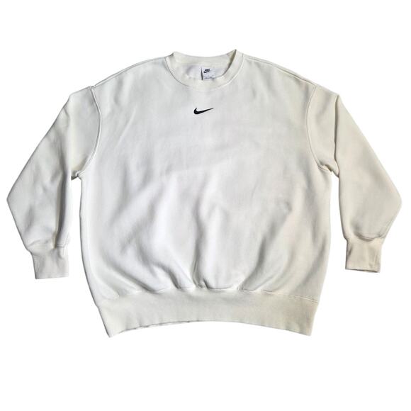Nike Vtg 2000’s Oversized Center Swoosh Y2k Streetwear Sweatshirt White LARGE - Picture 2 of 7